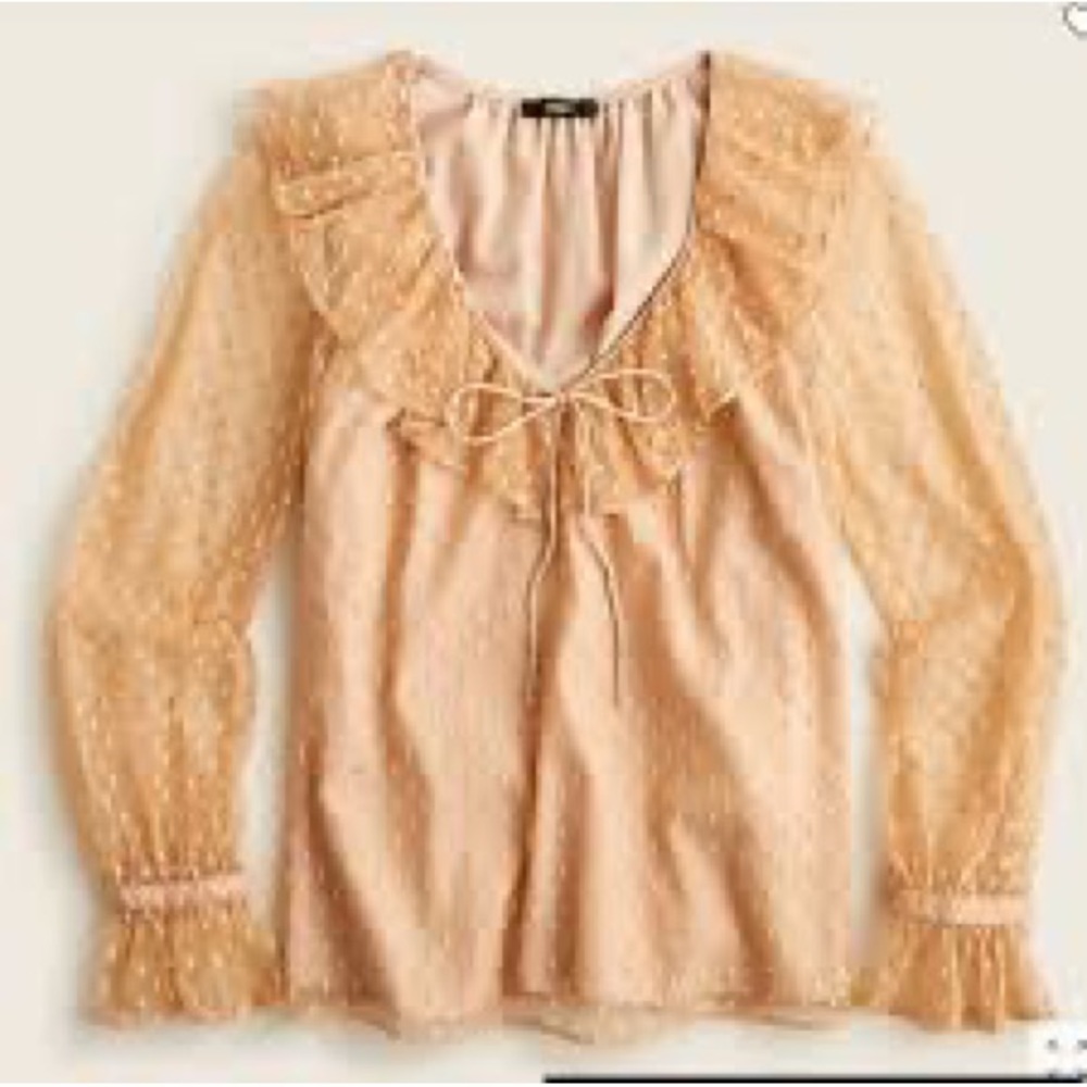 J.Crew Ruffleneck Top in Clipdot